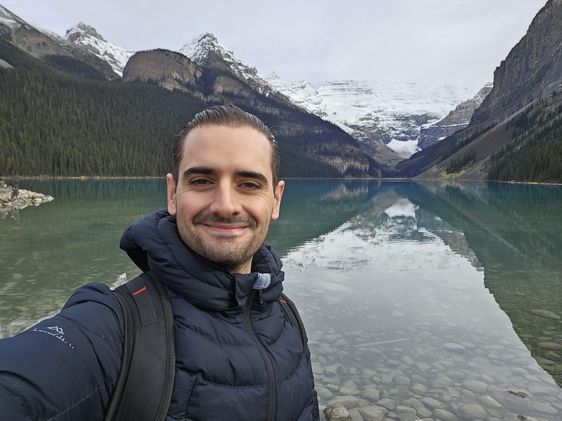 Phil Ginakis beside Lake Louise
